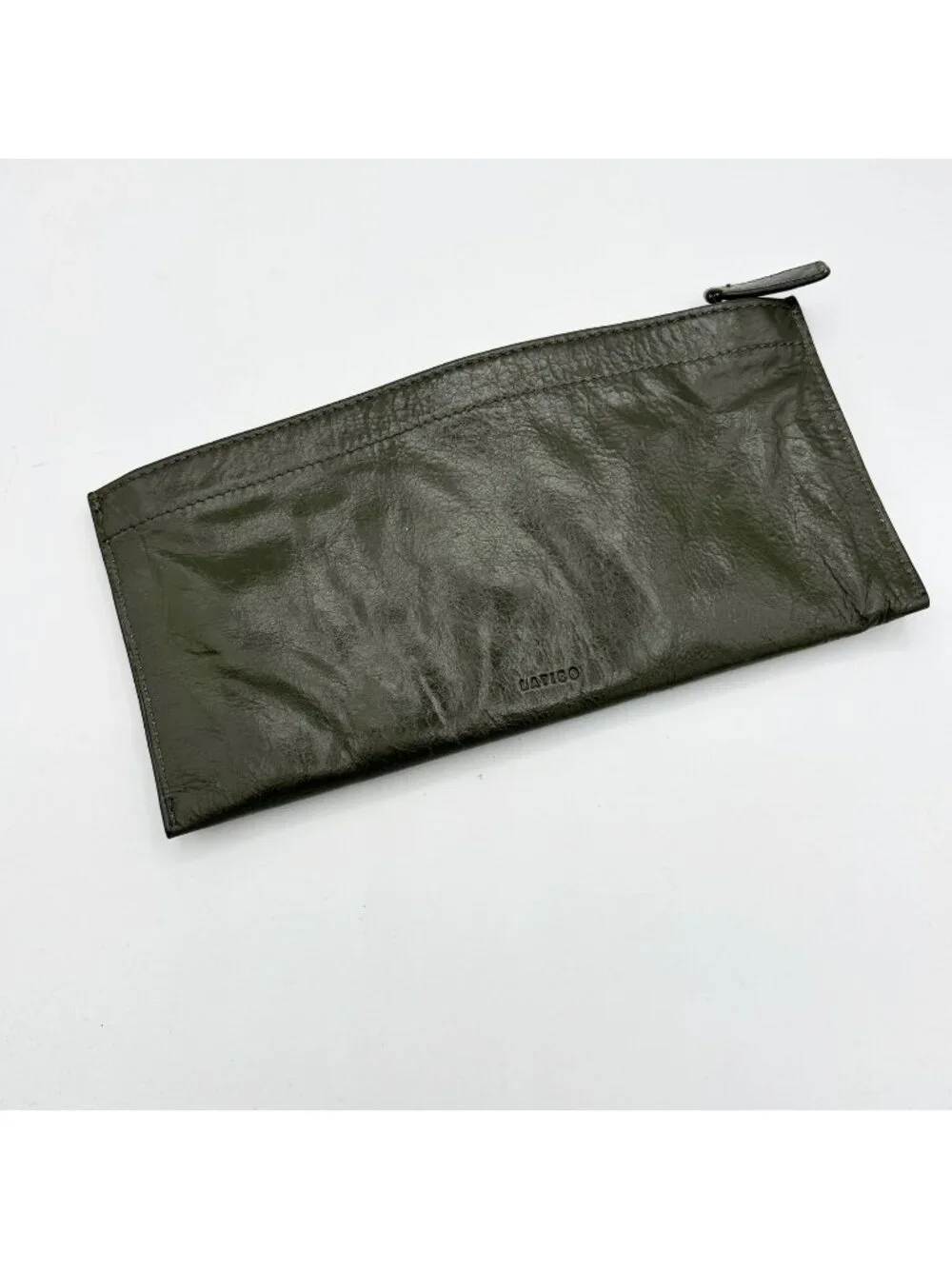 Latico Dark Green Leather Clutch Zip Top Women's